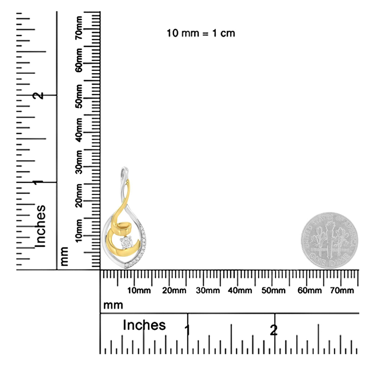 10K Two-Tone Yellow & White Gold 1/4 Cttw Brilliant-Cut Round Diamond Spiral Link 18" Pendant Necklace (I-J Color, I2-I3 Clarity) - Finanzasymercado