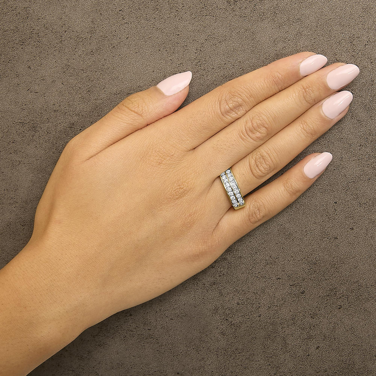 10K Yellow Gold Two-Row Diamond Band Ring (1 Cttw, J-K Color, I1-I2 Clarity) - Finanzasymercado