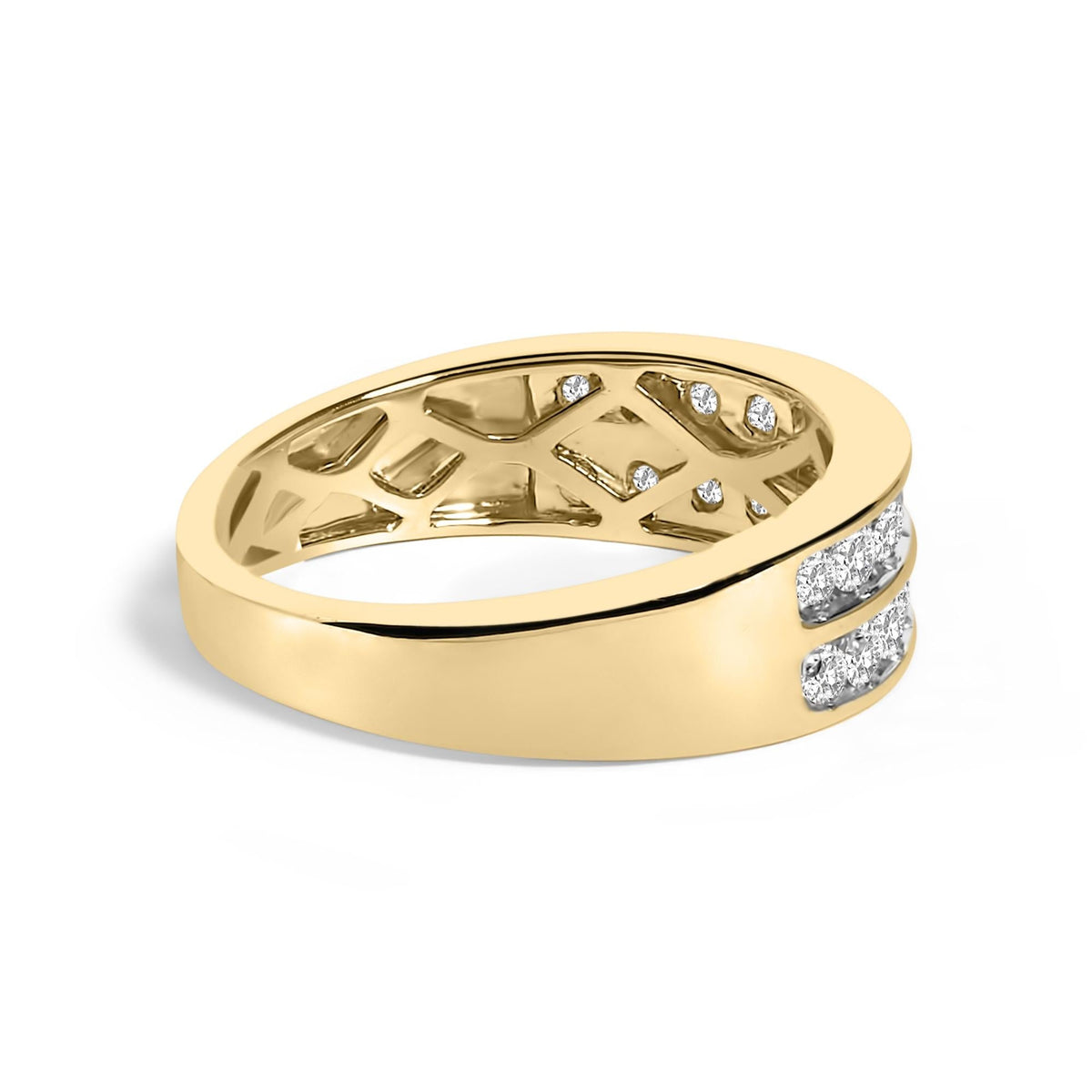 10K Yellow Gold Two-Row Diamond Band Ring (1 Cttw, J-K Color, I1-I2 Clarity) - Finanzasymercado