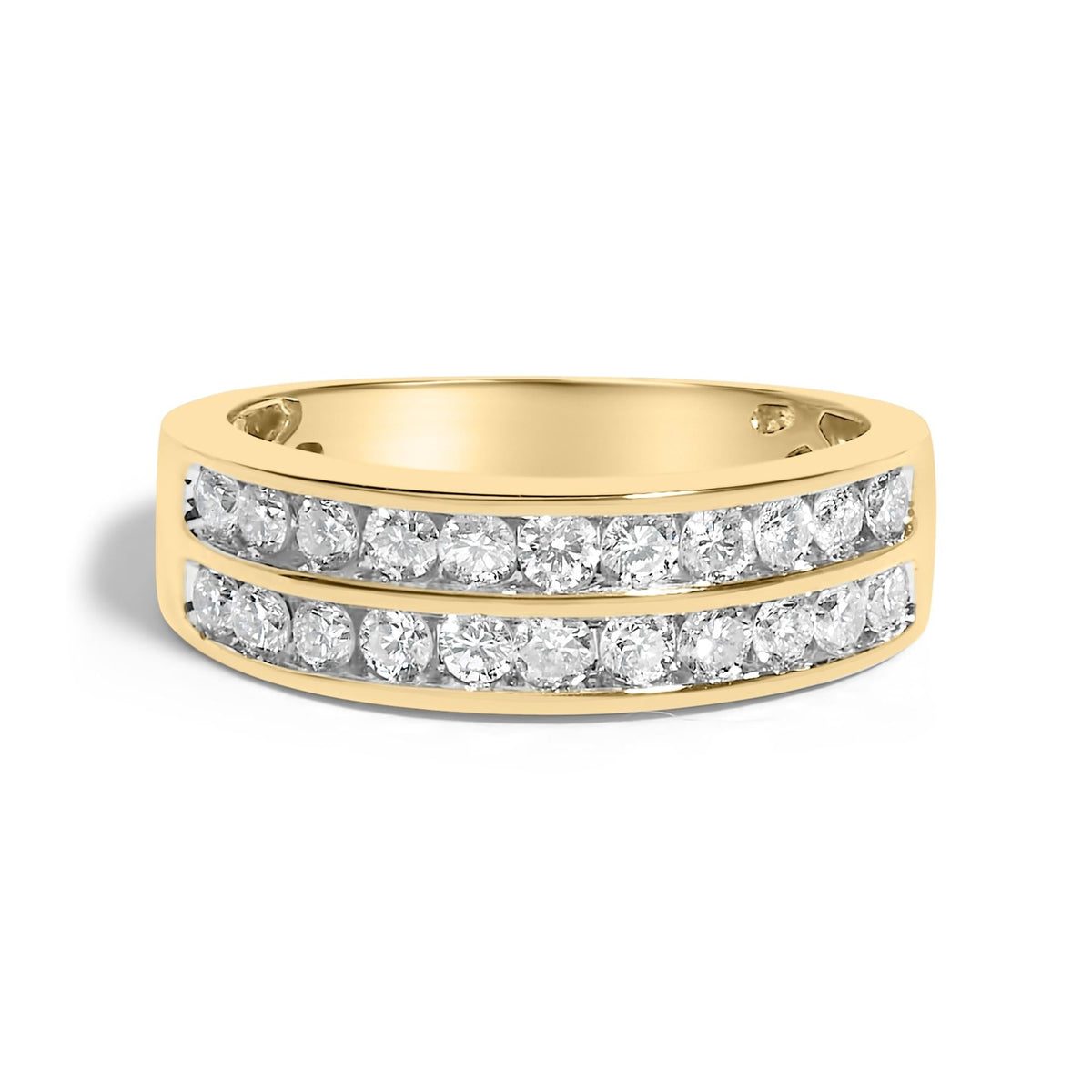 10K Yellow Gold Two-Row Diamond Band Ring (1 Cttw, J-K Color, I1-I2 Clarity) - Finanzasymercado