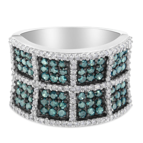 14K White Gold White and Treated Blue Diamond Cocktail Ring (1 1/2 Cttw, H-I Color, I1-I2 Clarity) - Finanzasymercado