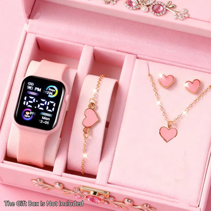 6-Piece Set of Fashion Electronic Watch Necklace Earrings Ring Set for Teenagers Boys and Girls, the Best Choice for Friend - Finanzasymercado