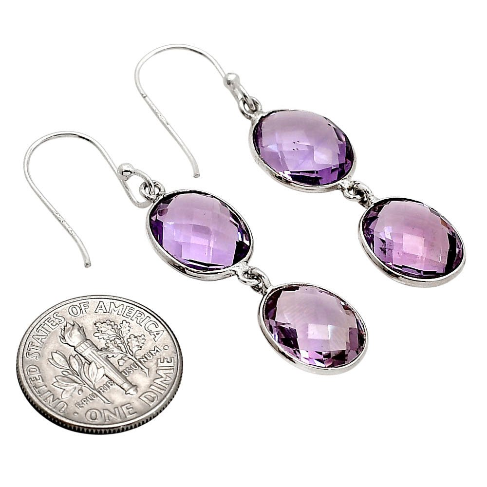 Amethyst Checker Briolette Earrings E-1006 SDE90754 - Finanzasymercado