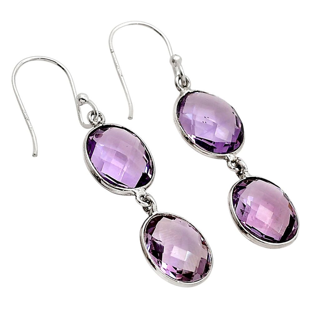 Amethyst Checker Briolette Earrings E-1006 SDE90754 - Finanzasymercado
