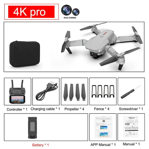 E88 Pro Foldable Quadcopter Drone - WIFI FPV, HD 4K Camera, Altitude Hold - Finanzasymercado