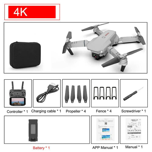 E88 Pro Foldable Quadcopter Drone - WIFI FPV, HD 4K Camera, Altitude Hold - Finanzasymercado