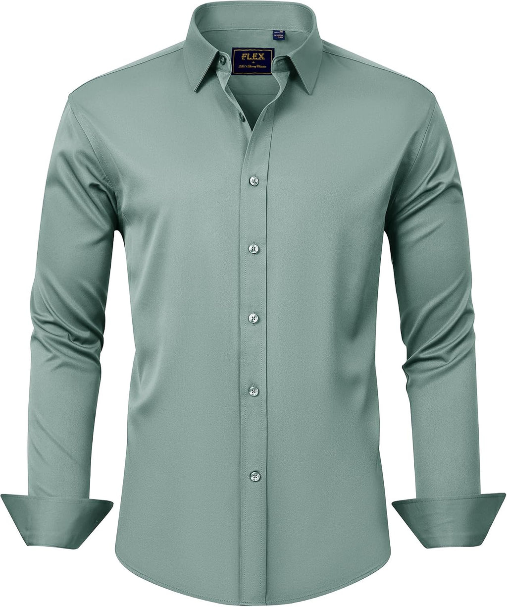 J.VER Men's Dress Shirts Solid Long Sleeve Stretch Wrinkle-Free Formal Shirt Business Casual Button Down Shirts - Finanzasymercado