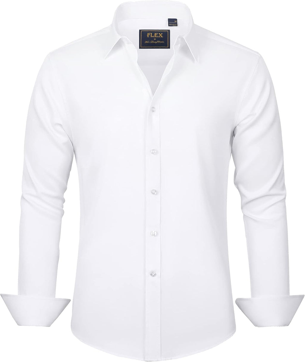 J.VER Men's Dress Shirts Solid Long Sleeve Stretch Wrinkle-Free Formal Shirt Business Casual Button Down Shirts - Finanzasymercado