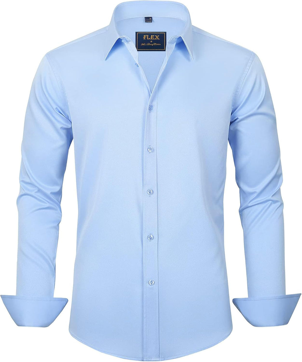 J.VER Men's Dress Shirts Solid Long Sleeve Stretch Wrinkle-Free Formal Shirt Business Casual Button Down Shirts - Finanzasymercado