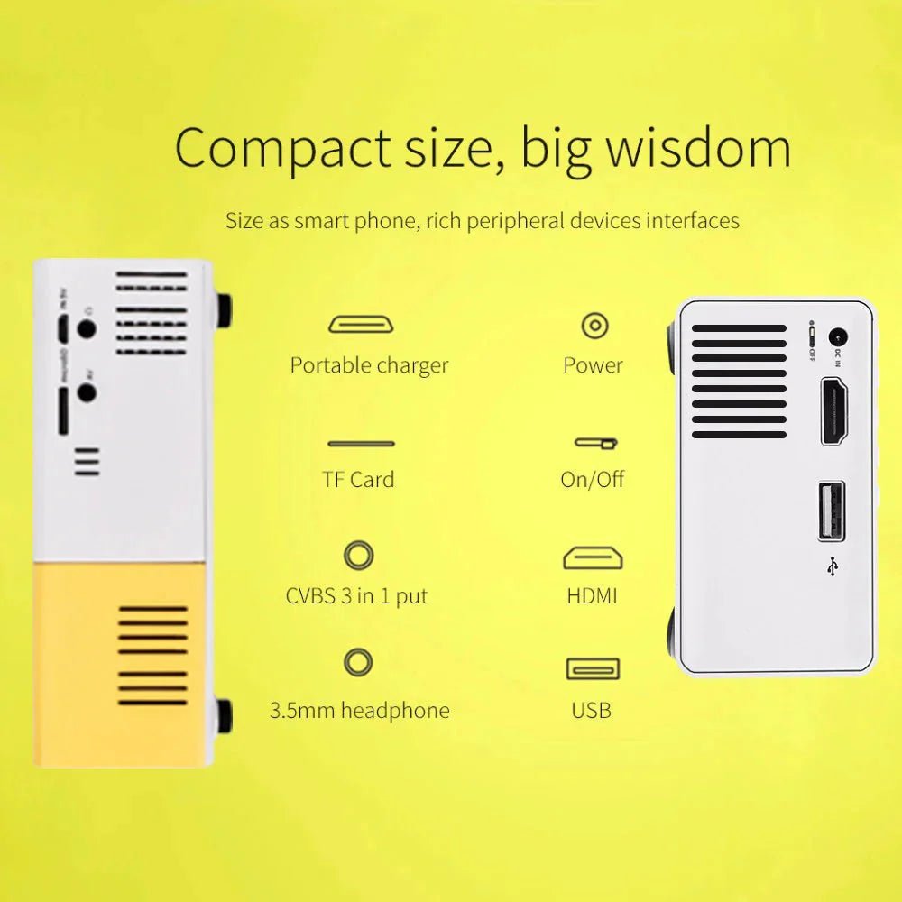 Mini Projector – 1080P Full HD Support, Portable LED Projector, 4K Video Playback, Multiple Connectivity Options - Finanzasymercado
